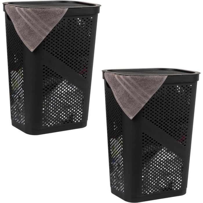 Panier à Linge Métal Coffre à Linge MSV 46L Métal Noir - Avec Panier à Linge Métal Coffre à Linge MSV 46L Métal Noir - Avec