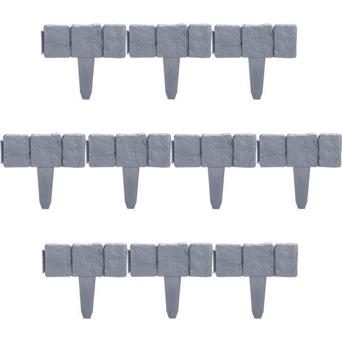 Relaxdays Bordure Jardin Plastique - Imitation Pierre, Lot De 10 - Blanc | Délinition Pelouse Et Massifs