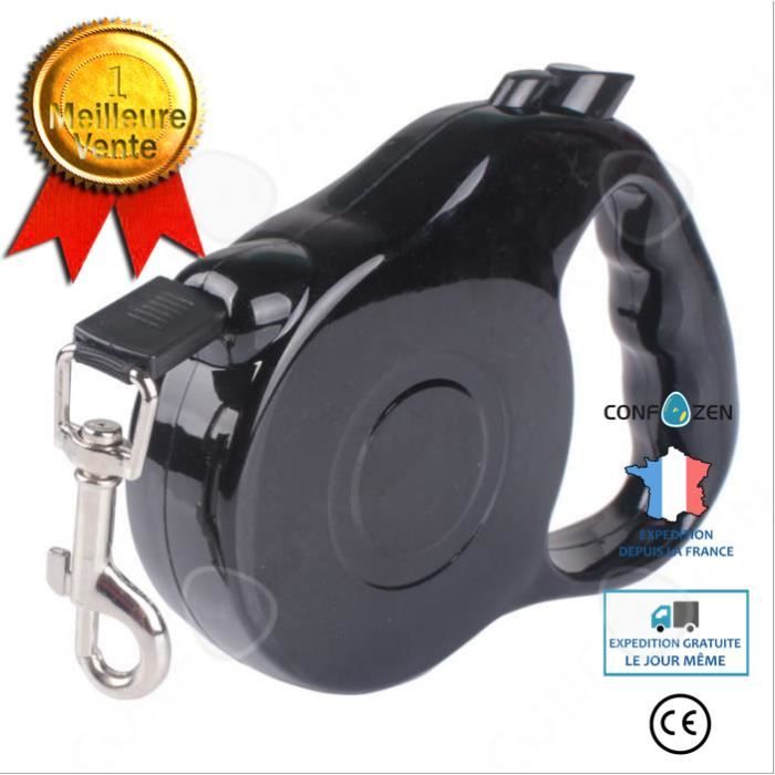 Comparer les prix de CONFO® Laisse 5m Noir Laisse télescopique automatique Laisse pour animaux de compagnie Laisse pour chien Bouton automatique