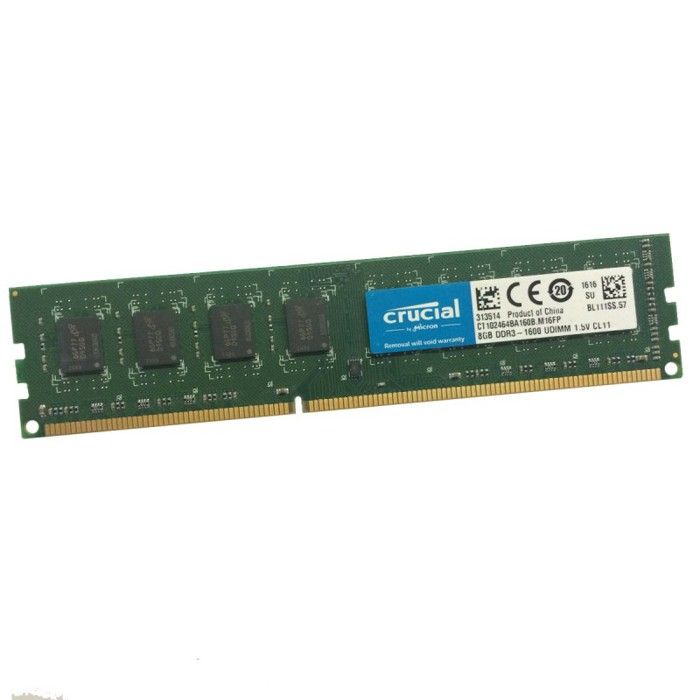16 Go RAM Crucial DDR3 (2x8 Go) 1600 MHz PC3-12800 Pour PC Bureau - Occasion