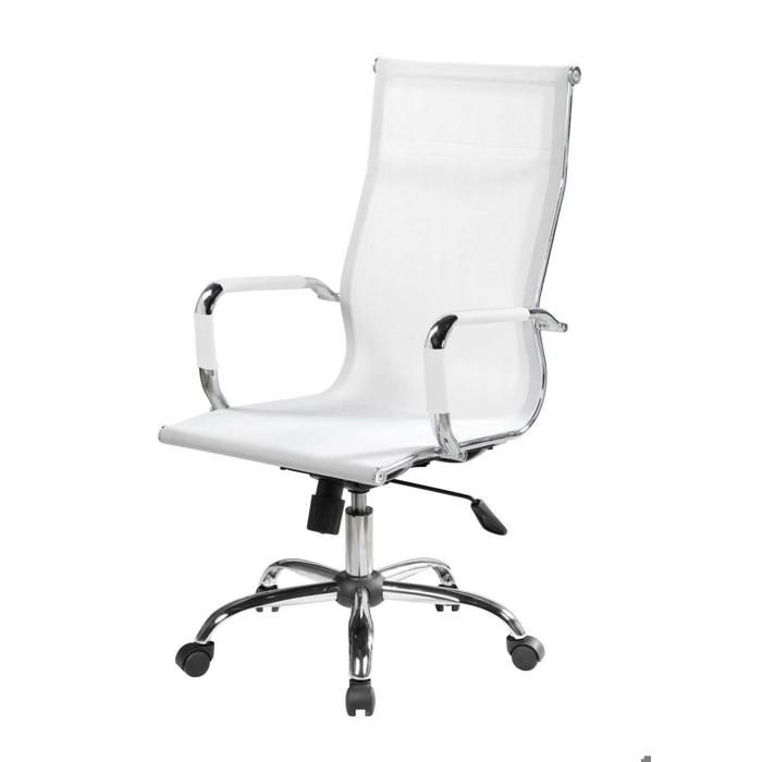 Dmora - Chaise à roulettes Asuni 63 x 54 x h 116 cm blanche Acier et Nylon Dmora - Chaise à roulettes Asuni 63 x 54 x h 116 cm blanche Acier et Nylon