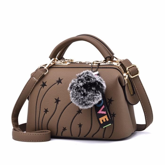 Femmes Mode 2Pcs Set PU Cuir Sac Portés Main + Sac Bandoulière FemmeMain Femme Mode Sac Fourre Tout - Noir - Bagagerie - Maroquinerie