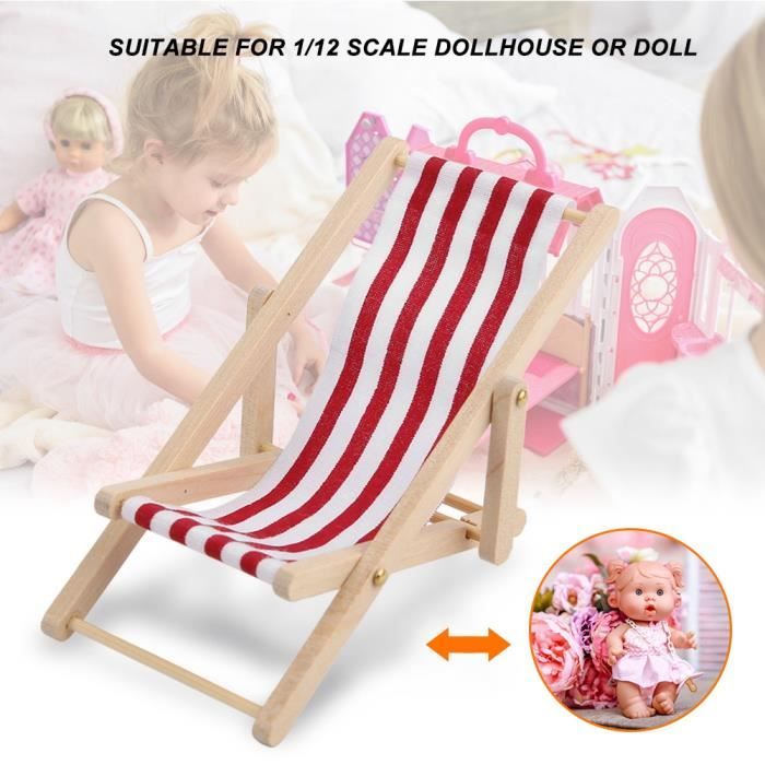 BESTonZON – Lot De 2 Chaises Longues De Plage Miniatures – Rose – Accessoire Pour Poupée Et Micro-paysage
