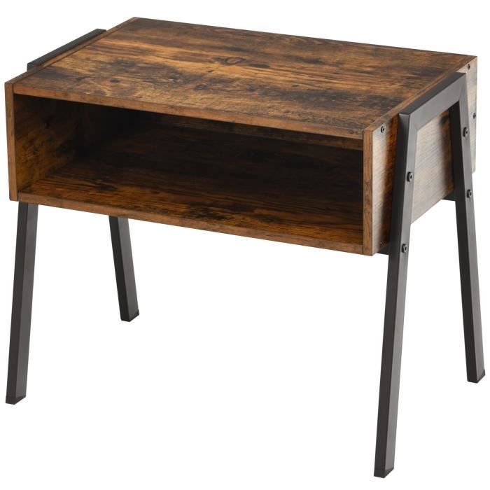 giantex table de chevet à 2 étages en bois,table d’appoint empilable,style industriel,pour chambre à
