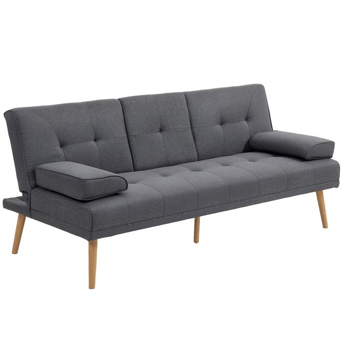 canape convertible 3 places design scandinave inclinaison dossier reglable 3 niveaux dossier centrale rabattable 2 porte verres cdiscount maison