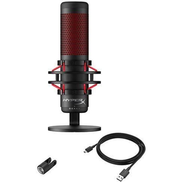 HP HyperX QuadCast - Microphone - USB - rouge et noir - pour Victus by Laptop 15, 16; Laptop 14, 15, 17; Pavilion x360 Laptop; Pro 290 G9 - vue 2