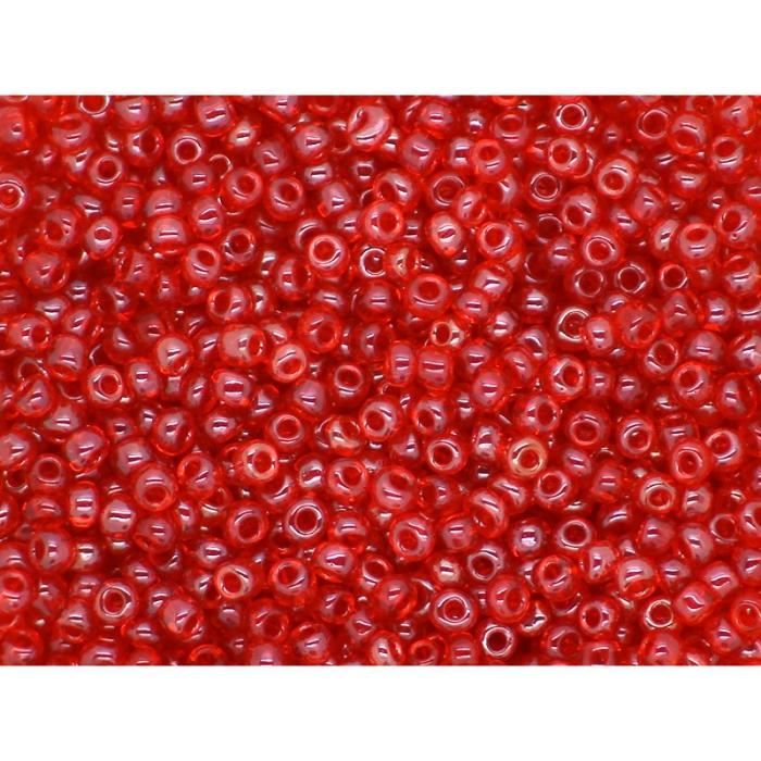 50g Verre Seed Perles-Rouge Transparent-env 4 mm Taille 6/0
