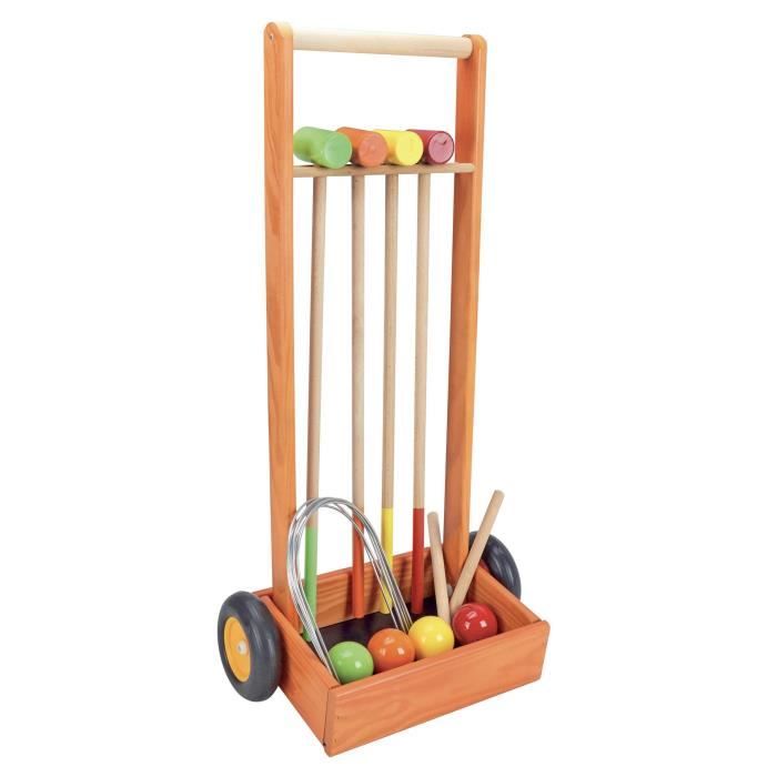 Jeujura 8602 Jeu De Croquet Chariot En Bois 4 Joueurs LLHBR