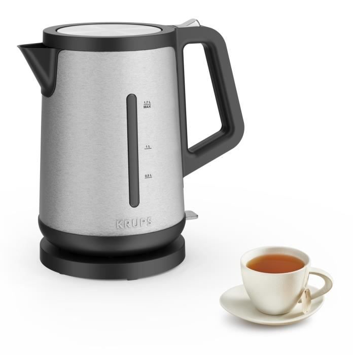 KRUPS Bouilloire électrique sans fil inox, 2400 W, Capacité 7 L, Ouverture assistée du couvercle Con