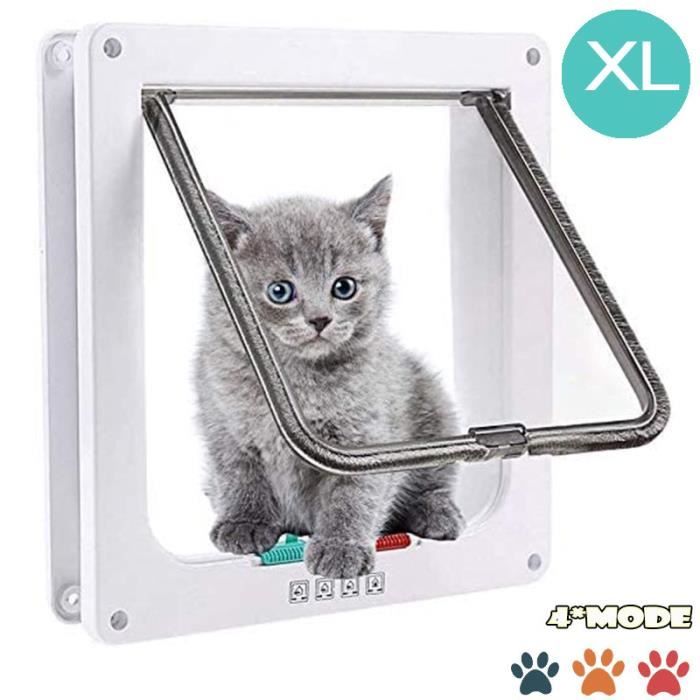 Comparer les prix de Chatiere Pour Chat Chien,Chatiere Chat avec Serrure Contrlable Verrouillable,Chatière avec Tunnel Cache Facile à Installer-Blanc XL