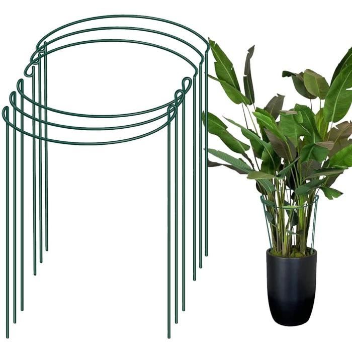 Lot De 6 Tuteurs Pour Plantes Grimpantes - Support Rond Pour Tomates, Pivoines, Roses - Plastique Vert Résistant