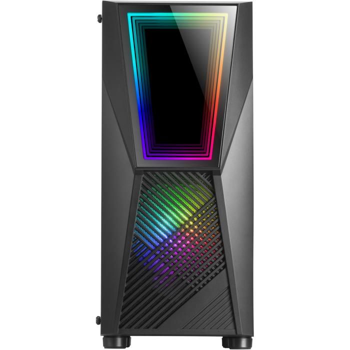 Mars Gaming MC777 - Boîtier de Jeu Noir - Infinity Mirror ARGB - Verre Trempé - 2 Ventilateurs ARGB