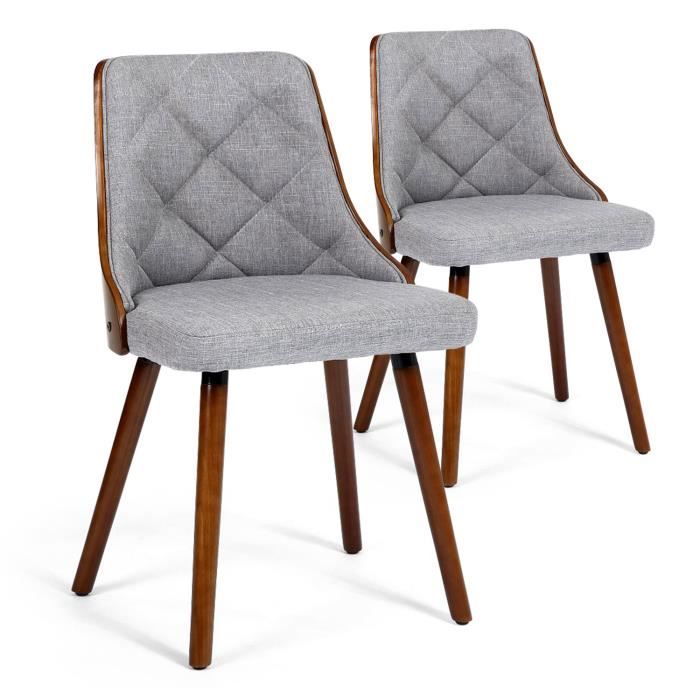 Lot De 2 Chaises Scandinaves Lalix Bois Noisette Et Tissu Gris Achat Vente Chaise Marron Cdiscount