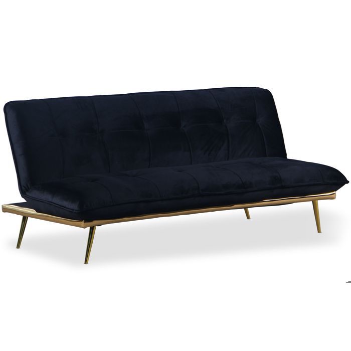 MENZZO Canap&eacute; convertible clic-clac Fabrice Velours Noir - Noir