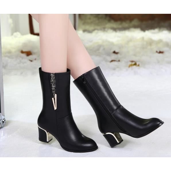 bottes hiver femme en cuir