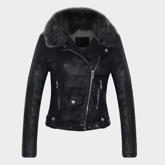 Manteau simili best sale cuir fourrure femme