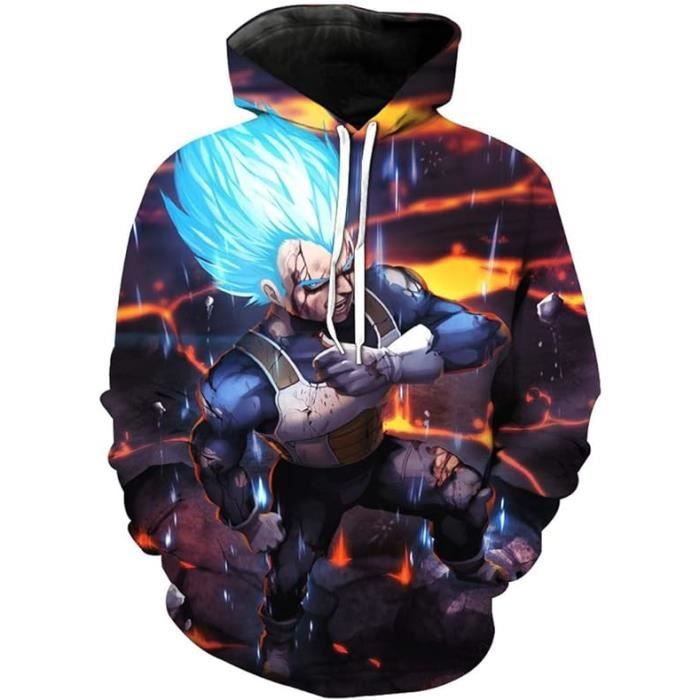 Sweat à Capuche Dragon Ball – Son Goku, Homme, Noir, XXL, 100% Coton, Hattree