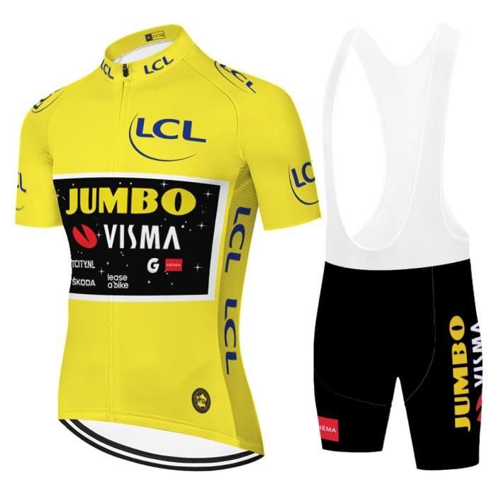 Hommes World Tour Team Maillot Cyclisme Ensemble, Pro Été Vetement VTT, Avec 3D Gel Coussin Solide, Léger Respirant Séchage Tee Shirt Cuissarde, Cycliste Été Vélo (Bleu,XXS