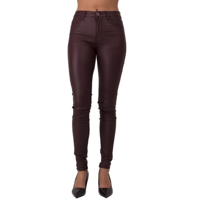 Jean enduit bordeaux femme discount
