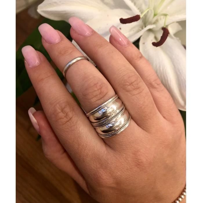 Bague Large En Argent Massif 925/1000 Vieilli - Motifs Striés - Taille 48 à 66 - Neuf Avec étiquette