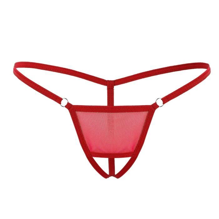 Slips T-back Dentelle String Lingerie dos Hommes Sous-vêtements Bikini Respirant