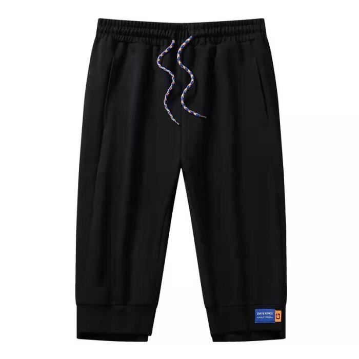 Pantacourt Homme Sport Taille Elastique en Tricot Coupe Ample Pantalon Court Ete Respirant Couleur Unie