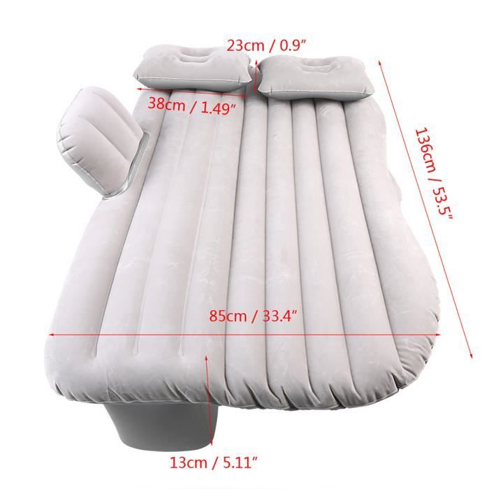Lit gonflable pour voiture Matelas de siège arrière Matelas gonflable pour repos Sommeil Voyage Camping - Gris argenté - Pwshymi-PVC