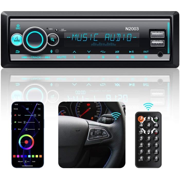 Autoradio Bluetooth Manos Libres, CENXINY 4 x 65W RDS Radio de Coche  Bluetooth 5.0 LCD con Reloj, Soporte USB/AUX en FM/MP3/WMA/WAV/MPE :  .es: Electrónica