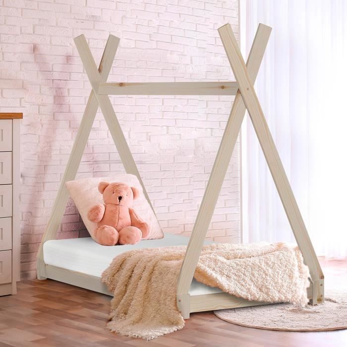 Olympe Lit Tipi En Bois Naturel 1 Place Achat Vente Lit Bebe 3701030150471 Cdiscount