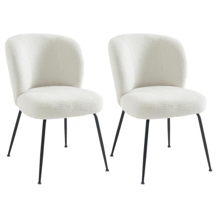 Lot de 2 chaises en velours côtelé et métal - Blanc - POLPONA de Pascal MORABITO