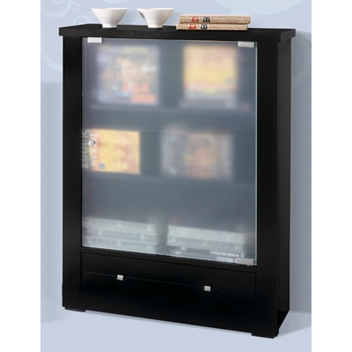 Meuble de Rangement avec une Porte Vitrée et 2 tiroirs en MDF, 90 x 59