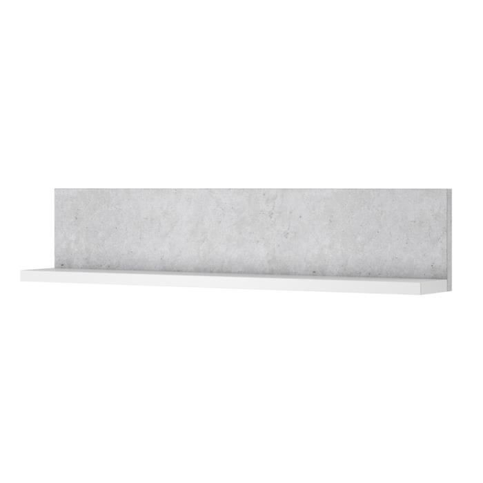 Étagère murale design 150cm blanche et effet béton. Collection BERGAME. 24 Gris Étagère murale design 150cm blanche et effet béton. Collection BERGAME. 24 Gris