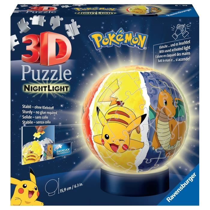 Puzzle 3D Ball 72 pièces lumineux : Pokémon Ravensburger France - vue 3