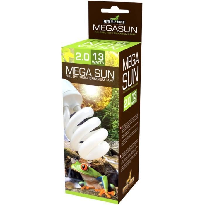 Éclairage Mega Sun lampe reptiles UVA-UVB 20 - 13 W REPTILES-PLANET