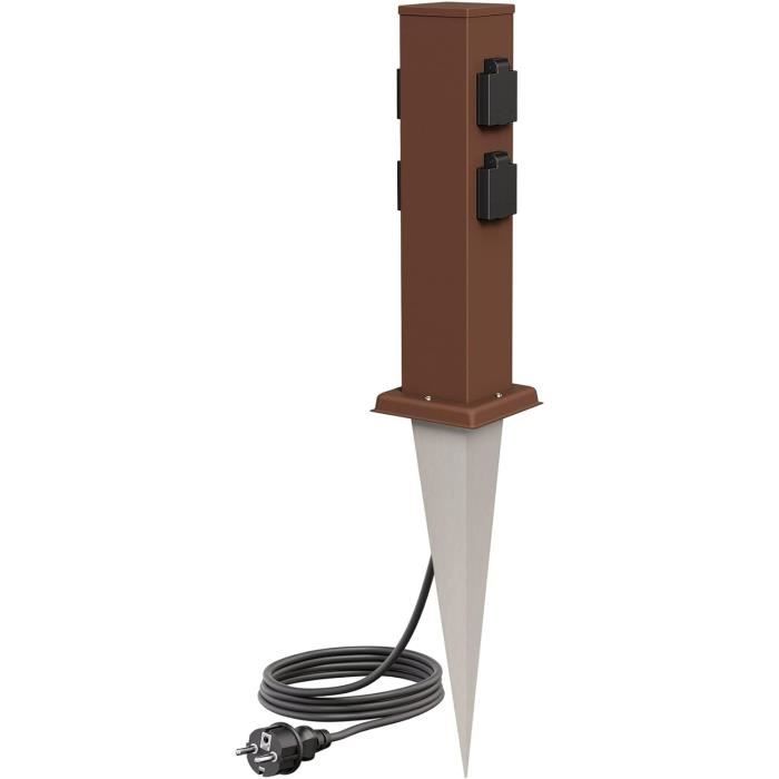 Colonne Prise Extérieure POLLY IP44 Ledscom – 3 Prises + Piquet, Anthracite/inox