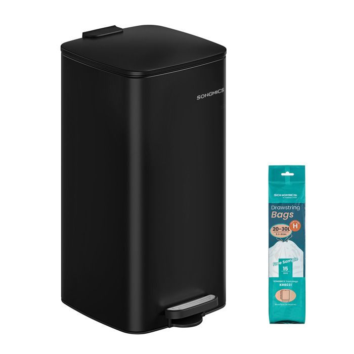 Poubelle de Cuisine 30 L avec Seau Intérieur Fermeture Douce et Maintien en Ouverture Noir dEncre