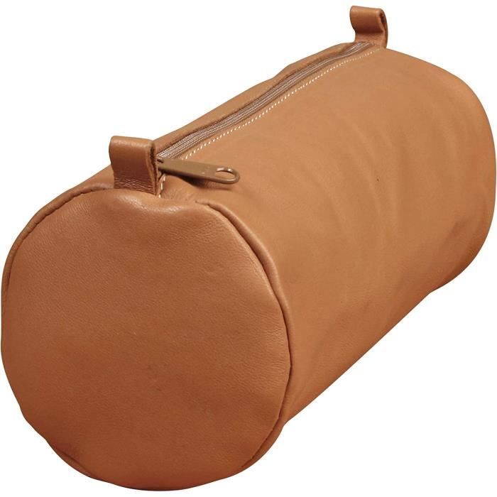 410168C - Trousse Scolaire Plate Framboise 22X11 Cm En Véritable Cuir D'Agneau I Fourniture