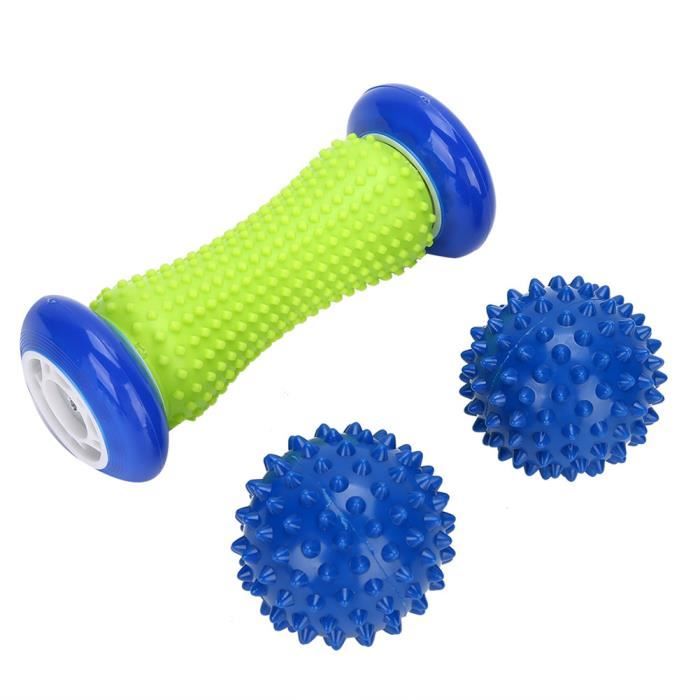 Volumoon Set Massage Fascial (balle 12 Cm + Rouleau 15 Cm) En EPP, Pour Auto-massage, Trigger Points, Relaxation Musculaire, Bleu