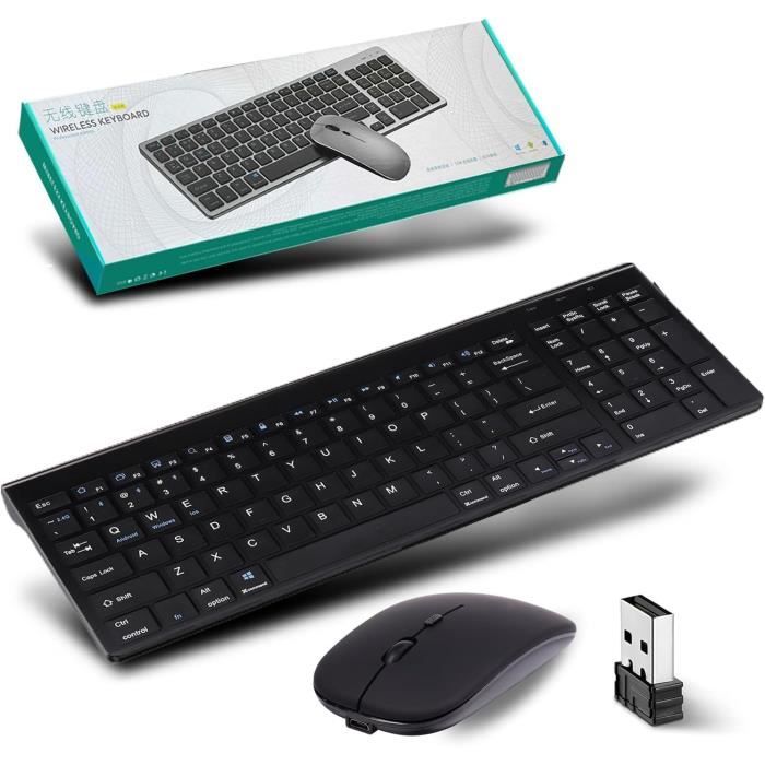 Clavier Et Souris Sans Fil V7 - Disposition Belge BE, Touches Multimédia, Nano Récepteur USB, Noir - 7