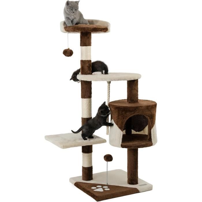 Arbre à Chat Gaczoo 206 Cm - Avec Niches, Plateformes, Sisal Et Hamacs - Couleur Gris Foncé, Dimensions 60x50x206 Cm