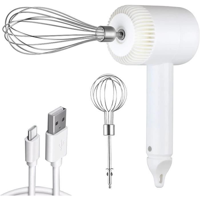Mélangeur électrique à Main USB Rechargeable - 3 Vitesses, Acier Inoxydable, Léger (164g), Idéal Pour Lait, œufs, Pâtes