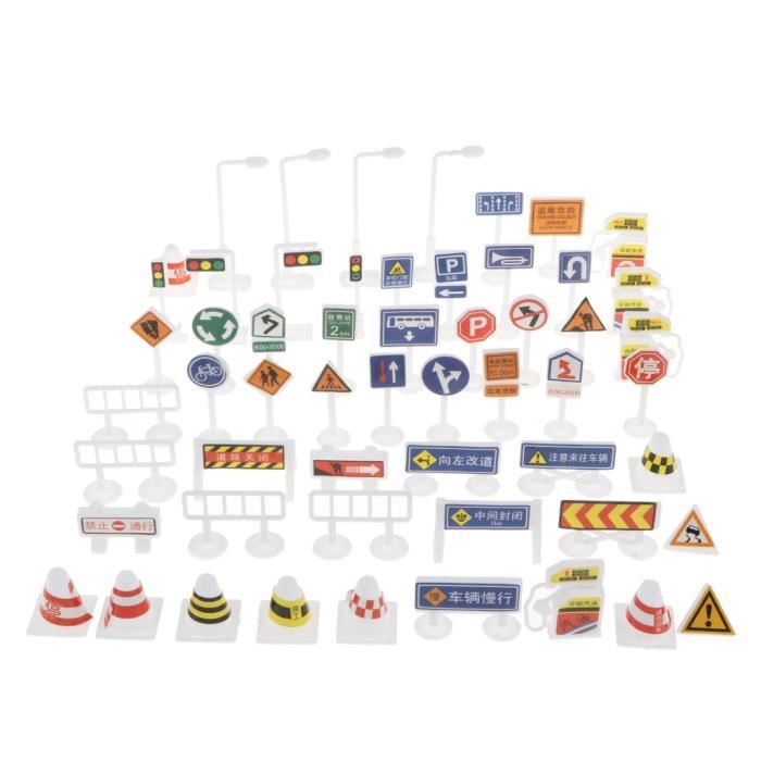 PHENOFICE 50 Panneaux De Signalisation Mini En Bois – Jouet Éducatif Route, Couleurs Vives – Apprentissage Ludique 3+