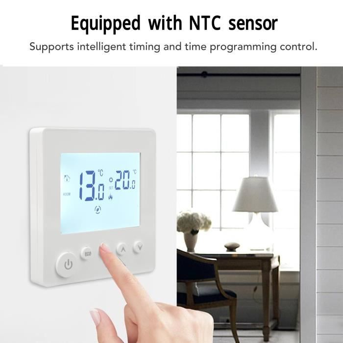 Thermostat Numérique DC 12V LCD Contrôleur Régulateur avec Sonde de Capteur pour Systèmes de Chauffage