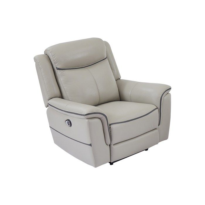 Fauteuil relax électrique en cuir gris clair ADELIO