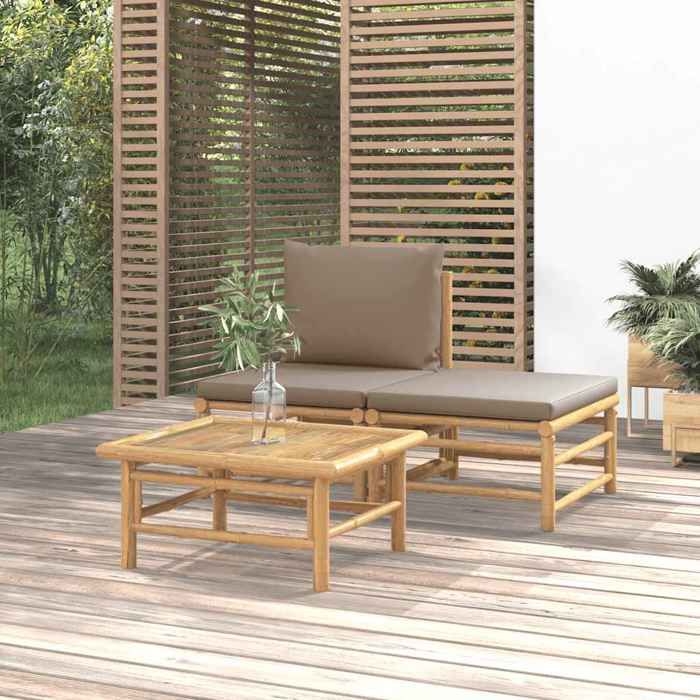vidaXL Salon de jardin 3 pcs Bambou - vue 9