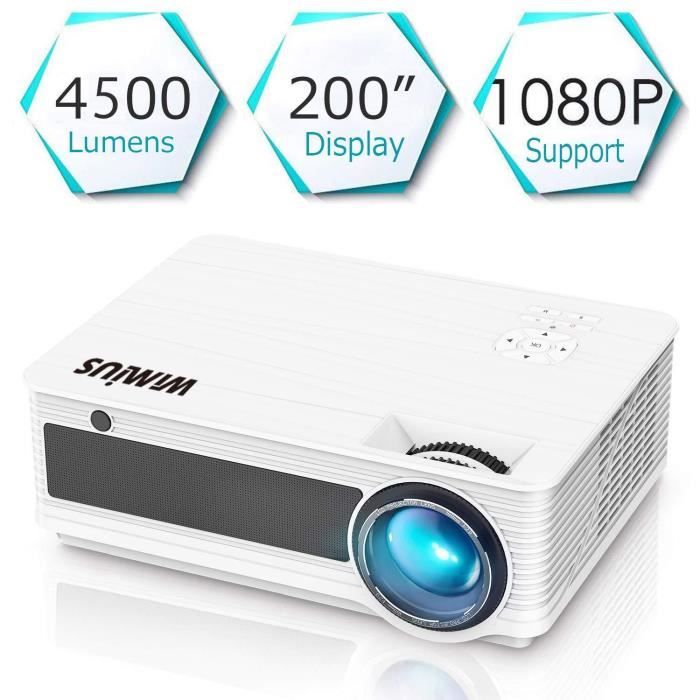 Vidéoprojecteur, WiMiUS Vidéoprojecteur 4500 Lumens Full HD Soutien