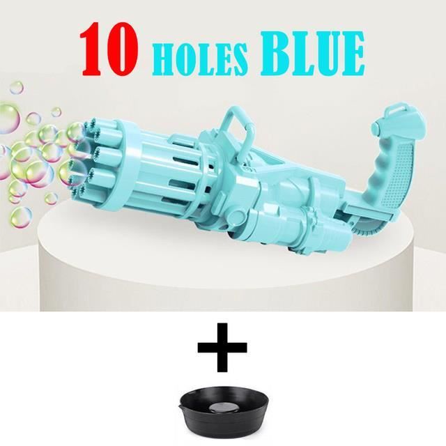 Pistolet à Bulles Électrique Enfant - 69 Trous, 10 000+ Bulles/Minute, Avec Effets Lumineux, 2 Bouteilles De Solution