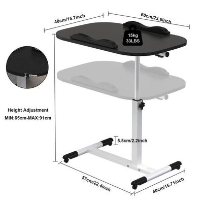 Bureau Debout Mobile LANTUS - Table Roulante Réglable En Hauteur 60x34.5cm - Salon, Chambre