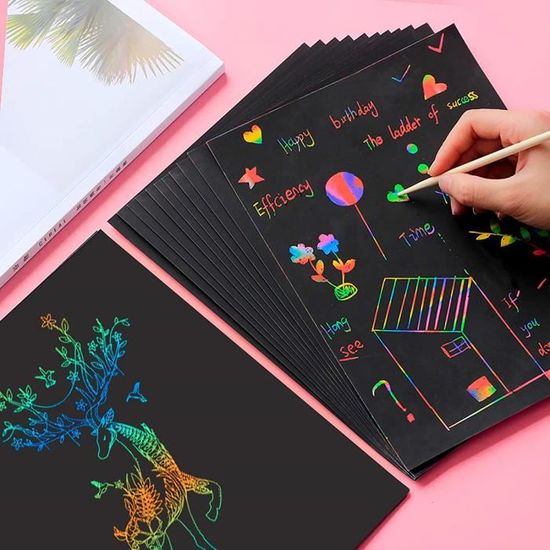 Dessin à gratter arc-en-ciel | Chez les enfants, jeu jouet éthique