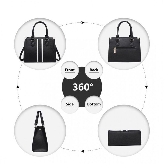 Sac à Main Femme Bandoulière En Cuir PU - Noir, Poche Intérieure Zippée - Pratique Pour Quotidien Et Voyages